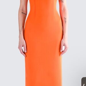 Finesse Ayesha Orange Mesh Maxi Dress